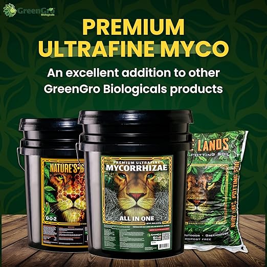 GreenGro Premium Ultrafine Myco - Mycorrhizal Inoculant & Water Soluble Root Enhancer from Superior Strains/Improves Nutrient Uptake & Eases Transplant/Indoor & Outdoor Plant Fertilizer (4 oz)