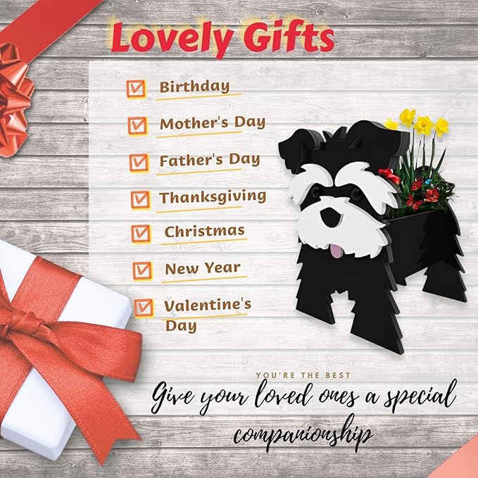 Black Schnauzers Dog Planter Plant Pots,Cute Garden Dog Flower Planter,Large Dog Planters Birthday Gifts for Women,Office,Indoor/Outdoor Decor(9.84 * 10.24 * 15in)