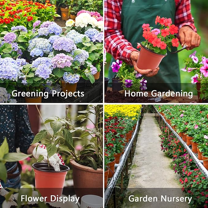 Augshy 220 Pcs 4 Inch Plastic Plant Nursery Pots Seed Starting Pots Containers with 300 Labels for Succulent Seedling Cutting Transplanting