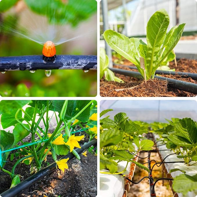 28P Drip Irrigation Fittings Kit (17mm) for 1/2" Tubing (.600" ID), 10 Couplings, 6 Tees, 6 Elbows and 6 Tubing End Closure - Barded Connectors for Drip or Sprinkler Systems(28 Pieces Set)