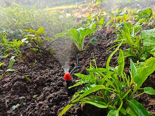 Adjustable Drip Irrigation Spray Emitters: Stake Irrigation Misting Drippers with Lock Barbed for 1/4 inch Tubing Drip Irrigation Parts for Garden Watering System (30PK)