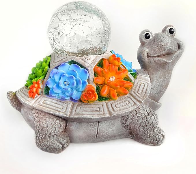 JOYBEE Solar Turtle Garden Statue Outdoor Decor-Turtle Solar Figurines Lights Decorations for Patio Yard Lawn Ornaments-Turtle Gifts for Birthday Easter Housewarming(Color)
