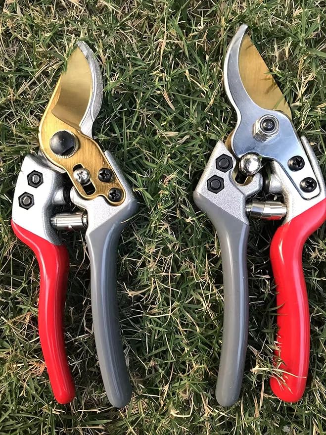 Garden Shears, Japanese labor-saving Garden Scissors, Pruning Shears and Garden Secateurs for Woman and arthritis weak, Professional Branch scissors(Red-grey)