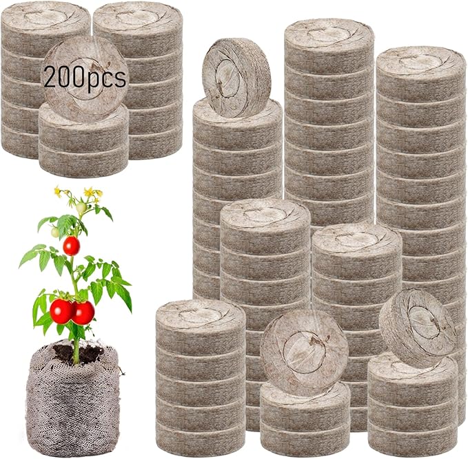 Legigo 200 Pcs 36mm Seed Starter Peat Pellets Pods for Seedlings- Compressed Seed Starting Pellets Seed Starter Pods Plugs Soil Peat Pods for Starting Seeds, Garden Planting Herb Flower Vegetables