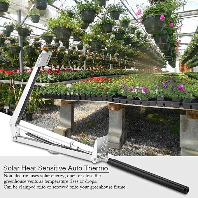 2X Auto Greenhouse Window Opener, Solar Heat Sensitive Auto Vent Opener, Roof Vent Opener Gardening Tools for Sunlight Room Automatic Greenhouse Accessories (Single Spring Up to 15 Lbs)