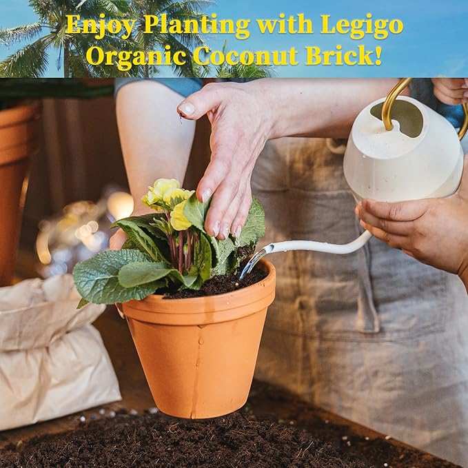 Premium Coco Coir Soil for Indoor Plants - 2.2Kg/4.8 Lbs with Plant Growing Bags & Shovels - Ideal Seed Starter Soil - Coconut Fiber Substrate