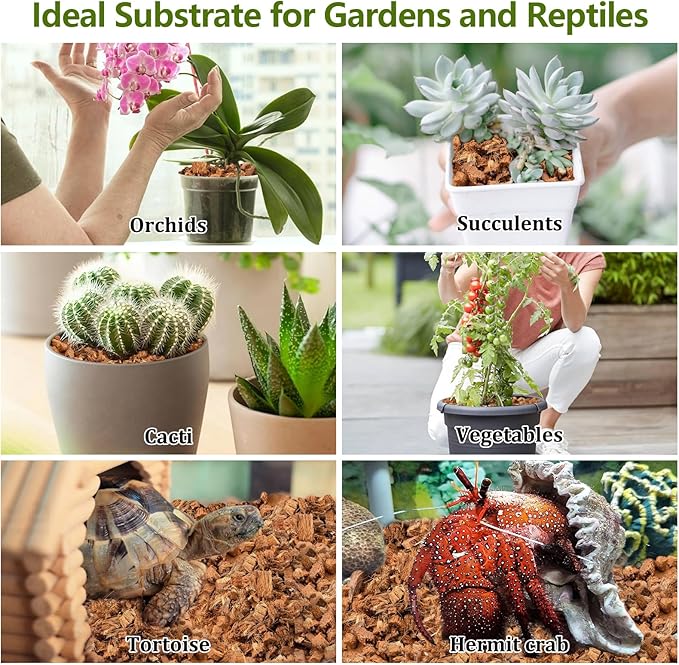 Legigo 1.1 LB Coco Husk Chips for Plants- 100% Organic Coconut Coir Chips Brick with Low EC & PH Balance, Compressed Coconut Substrate Coco Chips Mulch Medium for Garden, Flowers, Plants