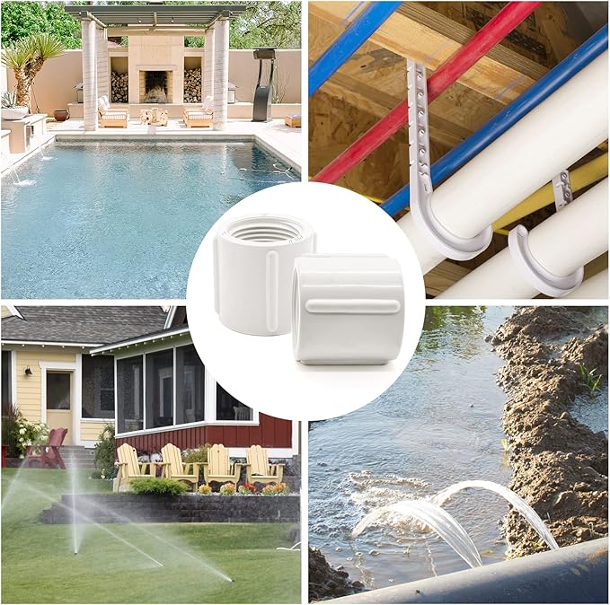 10 PCS PVC Threaded Pipe, 3/4" Female Pipe Coupling,PVC Pipe Connectors,PVC Pipe Fitting for Sprinkler,Irrigation,Swimming Pools