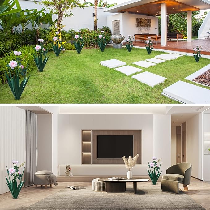 Large Tequila Rustic Sculpture, Home Decor Hand Painted Metal Agave Garden Yard Statue, Outdoor Lawn Ornaments (2 Big Flowers)