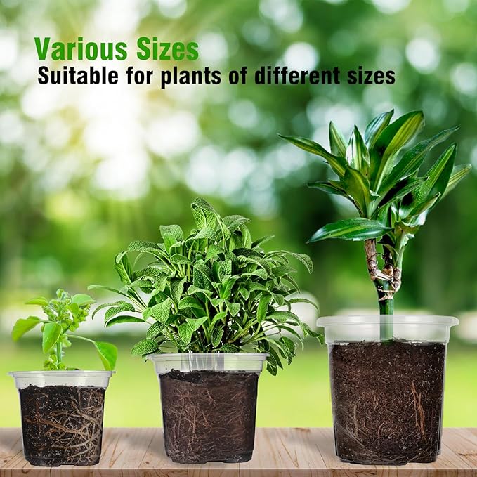 MIXC 30 Packs 6.5/5/4" Clear Nursery Pots Variety Pack, Transparent Plastic Plant Pots for Plants with Drainage Holes, Seedling Pots Seed Starter Pots Planter Pots Flower Pots