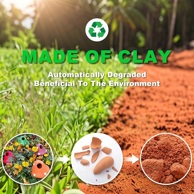 Terracotta Self Watering Devices Premium Self Watering Spikes Upgraded Planter Insert Device Irrigation Dripper Professional Garden Automatic Plant Accessories 4 Packs (Colorful Mushroom2.0)