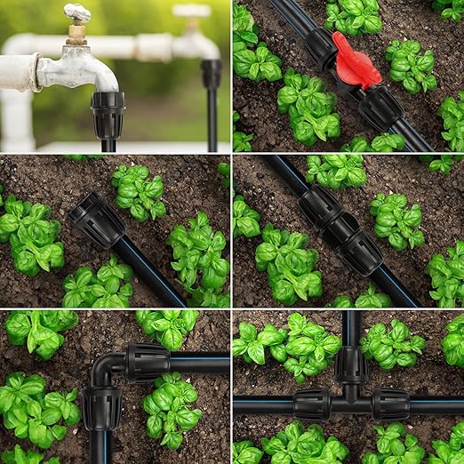25 Pieces 1/2 Inch Drip Irrigation Fittings Kit, 1/2'' Drip Line Anti-Drop Barbed Locked Nut Connectors for Drip Irrigation System 1/2 Inch Drip Irrigation Tubing
