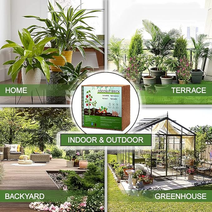 Premium Coco Coir Brick, 11Lbs High Nutrient Compressed Coconut Soil, OMRI 100% Organic Low EC & PH Balanced Potting Soil for All Plants Gardening, Hydroponics and Reptile Substrate (5KG)