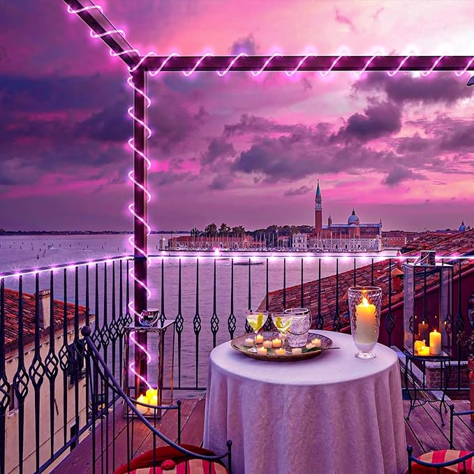 Easter Rope Lights Outdoor, 100FT 300 LED Christmas String Lights with Waterproof 8 Modes, Connectable Clear Tube Twinkle Light for Indoor Bedroom Patio Fence Party Wedding Decorations, Pink