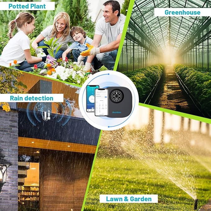 Smart Sprinkler Controller, 12-Zone/Station Irrigation System(with Water Pump and Rain Sensor Interface), GreenVation 2.4G/5GHz WiFi Water Timer for Outdoor Garden/Yard/Lawns (12 Zone Controller)