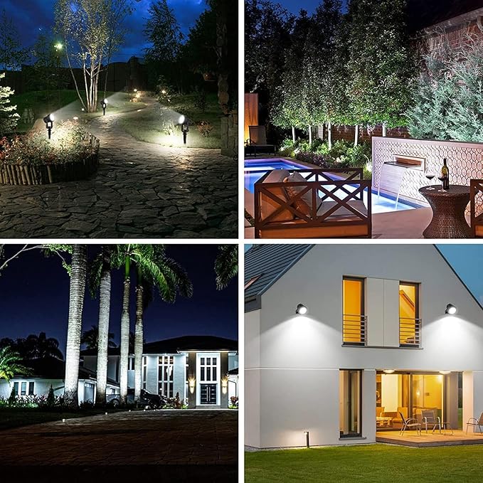 T-SUNUS Solar Garden Spotlight White Outdoor, 4-in-1 Solar Spot Lights 6000K IP65 Waterproof 9.8ft Cable, 5W Separated Solar Panel, Auto On/Off for Tree Patio Yard Driveway Pathway Pool Area
