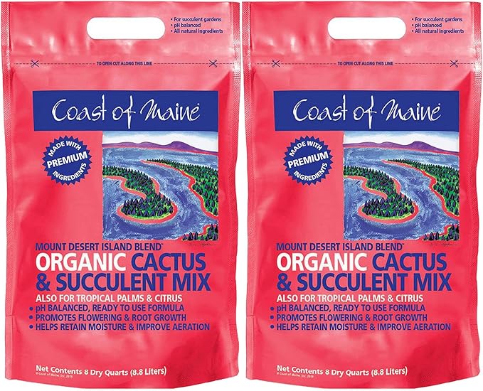 Coast of Maine Mount Desert Island Blend Organic and Natural Cactus and Succulent Mix, 8qt (Pack of 2)