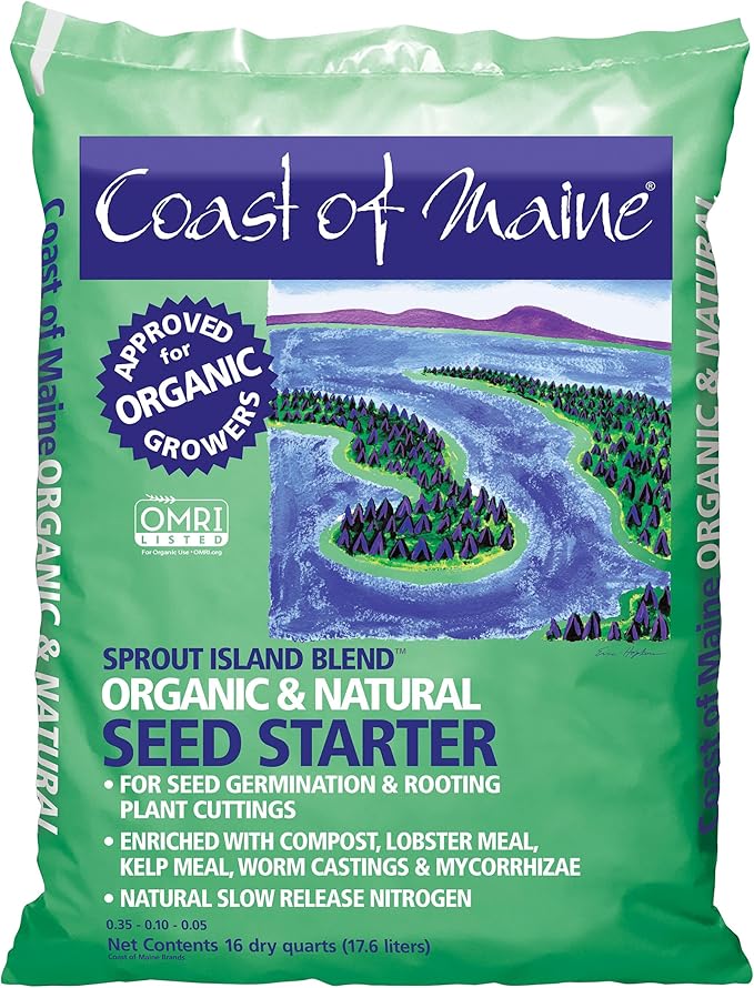 Coast of Maine Sprout Island Blend Organic & Natural Seed Starter for Seed Germination and Rooting Plant Cuttings, 16 Quarts (Pack of 2)