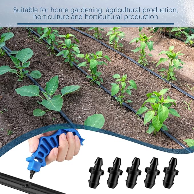 1 Pcs Drip Irrigation Tubing Hole Punch Tool for Easier 1/4 Inch Fitting Emitter Insertion and 50 Drip Irrigation Plugs Goof Plugs for Hose or Tubing End Caps Puncture to Insert Fittings(Novel Style)