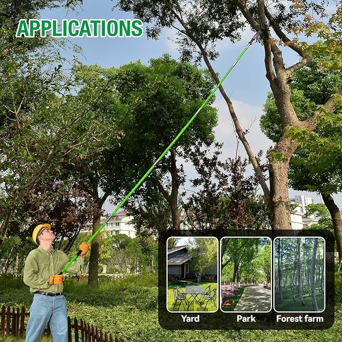 Scalebeard 26FT Pole Saws for Tree Trimming, Lightweight & Sturdy Tree Pruner with Thickened Saw Blade and Scissors for High Branches Trimming, Extendable Tree Trimmer for Pruning Palms and Shrubs