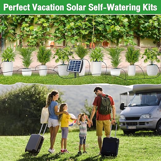 Drip Irrigation Kit Accessories, NVRGIUP 32.8FT Solar Auto Drip Irrigation Extra Accessories Kit, Automatic Irrigation System Expansion Kit with Filter, 1/8 Inch Pipe, 10 Barbed Fittings and 10