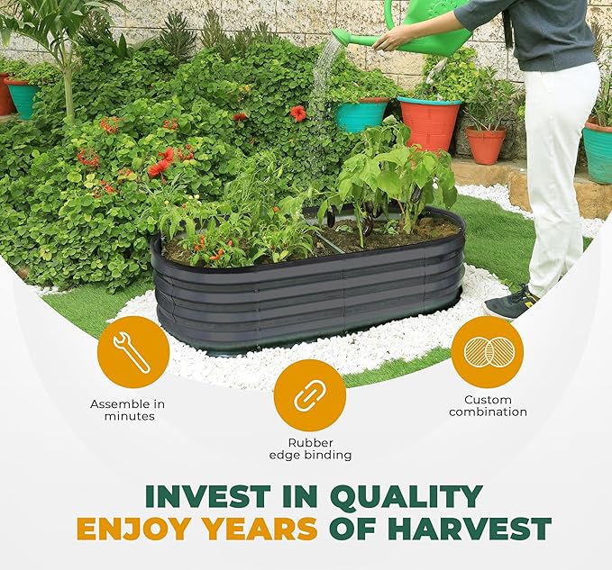 Utopia Home Galvanized Raised Garden Bed Kit 4x2x1ft, Planter Box Raised Garden Beds Outdoor, Easy Assembly Metal Raised Bed for Gardening Vegetables, Fruits, Flowers - Pack of 01 - Dark Grey