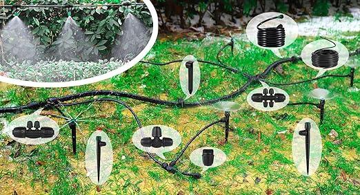 Leak-Proof Drip Irrigation Kit,Quick Connect Irrigation System,2025 New Lock Barbed Garden Watering System with 1/4 inch 1/2 inch Irrigation Tubing Hose for Garden,Raised Garden Bed, Lawn