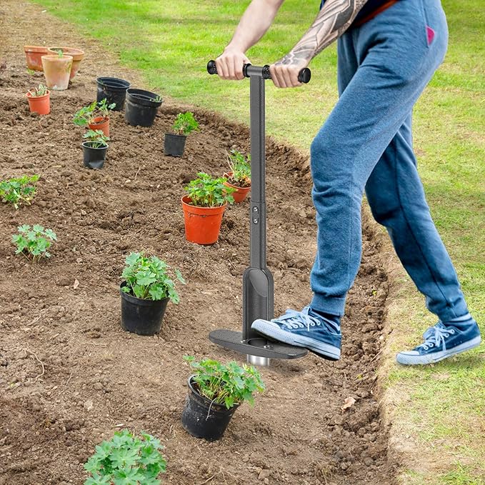 Dolibest Bulb Planter Tool w/Soft Rubber Grip, Grass Plugger Tool w/Stainless Steel Sharp Serrations, pre-Assembled Sod Plugger w/Centre Auto Dump Design for Lawn Planting Bulbs and Grass Repair