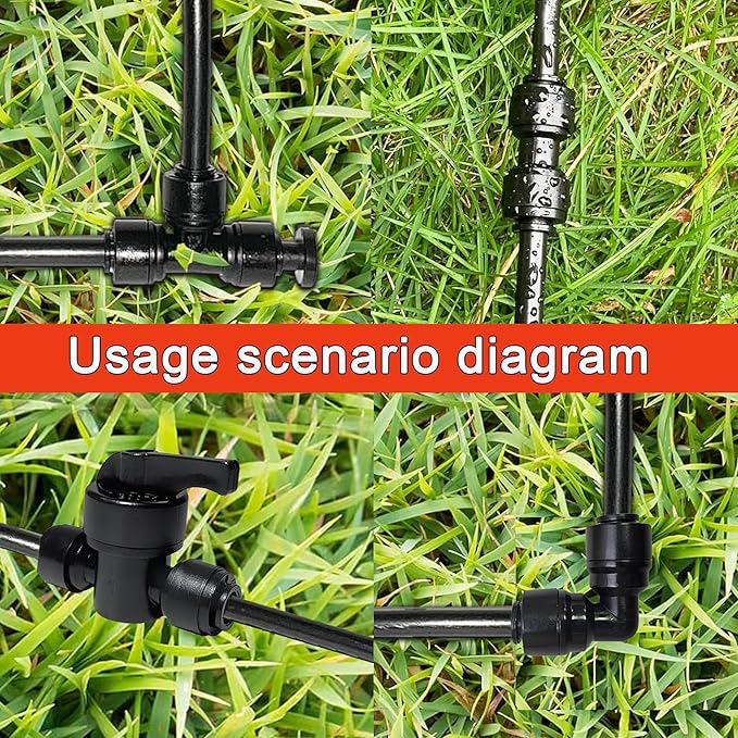 1/4 "O.D.Quick Connection Fitting,1/4" Push Connection Fitting,1/4 Water Line Fitting,Pipe Fitting for Reverse Osmosis Systems (Elbow + In-line + Triway + End Cap + on-off Valve,22Pack)