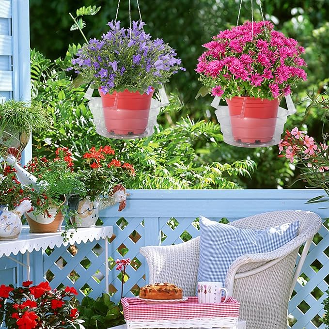 Adnee 15 Pcs Hanging Plant Water Catcher-8 Inch Clear Plastics Plant Water Catcher Tray-Hanging Plant Saucers Drip Pans for Indoor Outdoor Hanging Basket Flower Pot