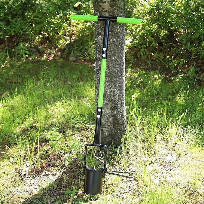 Long Handled Bulb Planter Tool 5 in 1 Lawn and Garden Tool for Digging and Digging Holes for Planting Flowers Turf Transplants Planting Tool Double Pedal with T-Long Handle