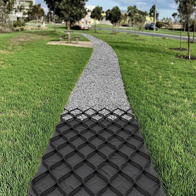 Vodaland - 4" GeoCell - 100% Permeable for Parking Pads, Retaining Walls and Erosion Control, Size 9 ft x 17 ft