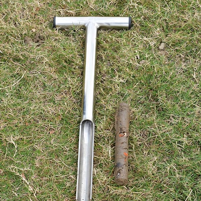 Soil Probe 16 Inch with 2 Bags, Soil Sample Probe for Lawn House Plants, T-Handle Soil Sampler Probe Rod, Stainless Steel Soil Test Kits Tool for Soil Sampling