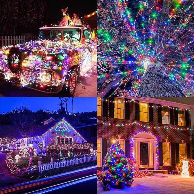 Multicolor 75 Ft 200 LED String Lights - Connectable, 8 Modes, Timer, Waterproof Fairy Twinkle Lights for Christmas Party, Garden, Patio, Home, Holiday, Xmas Tree Decorations