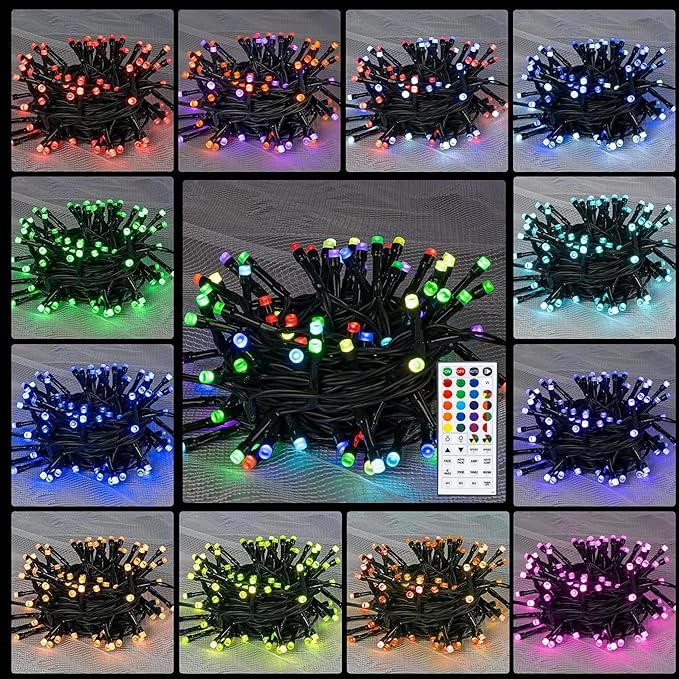 Dazzle Bright Color Changing Christmas Lights, 66ft 200 LED RGB String Lights with Remote & Timer, Fairy Lights for Indoor Outdoor Xmas Tree Party Wedding Christmas Decorations