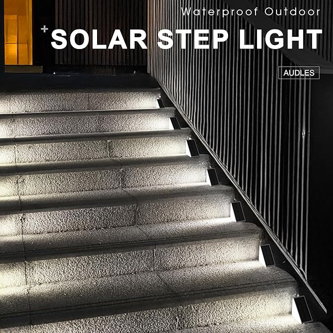 LED Solar Step Lights Waterproof Outdoor Stair Lights, Solar Deck Lights Outdoor Decor IP67 Solar Lights for Yard, Patio, Garden, Walkways, Front Door, Pathway, Driveway (8)