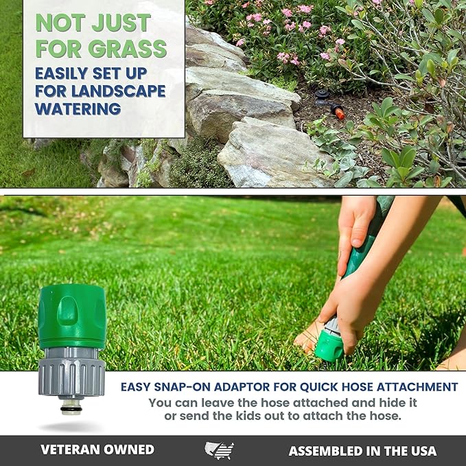 QSK-745 In-Ground 5-Inch Pop-Up Adjustable Sprinkler 5-Pack With Quick Hose Connectors And Splitters