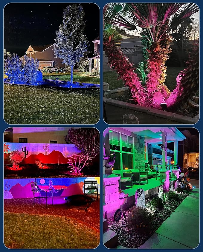 Kaxiida Solar Color Changing Lights Outdoor, 7 Lighting Modes Solar Lights Outdoor Waterproof IP68, Multicolor RGB Outdoor Powered Light for Garden Yard Patio Landscape Decor