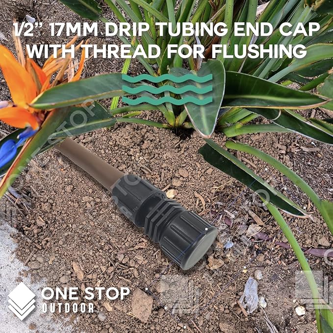 USA Made - 5 PACK Premium 1/2 Inch I.D 540" - .620" Drip Tape Irrigation Tubing 17mm End Cap Universal Perma-Loc Connector Barbed Fitting - Compatible With Rainbird, Netafim