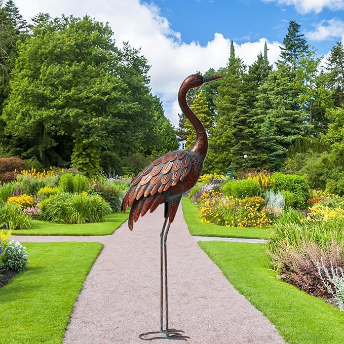 chisheen Outdoor Garden Crane Statues and Sculptures Metal Yard Art Statue for Garden Decoration Large Size