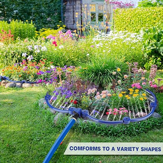 2Pcs 360° Tree Water System Tree Watering Ring 20 Inch Circle Sprinkler and Irrigation System Targeted Water with Y Hose Splitter for New Tree Outdoor Plants Raised Garden Beds Shrubs (Bule, Large)