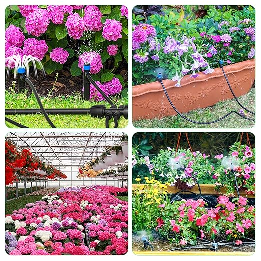 Bonviee 230FT Drip Irrigation System with Quick Connector, New Automatic Drip Irrigation Kits for Garden Raised Bed- A Complete Watering System with 5/16โ and 1/4'' Tubing, Drip Emitters