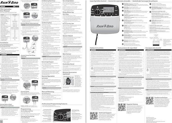Rain Bird TRU6I Program-Based Indoor Irrigation Sprinkler Controller/Timer, WiFi Ready, 6-Zone/Station