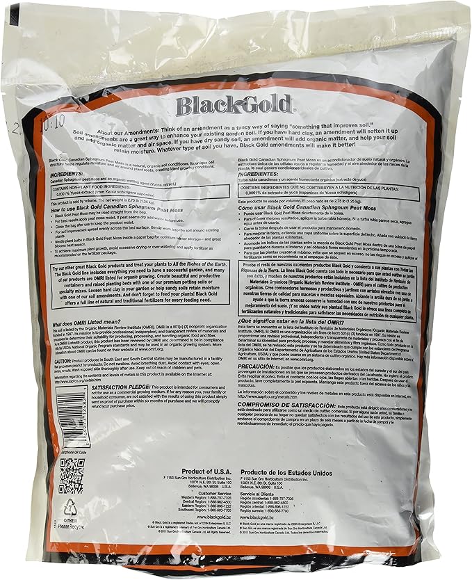 Sun Gro Horticulture Black Gold Peat Moss Plus