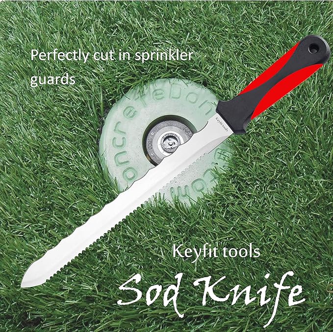 Keyfit Tools SOD Knife Professional Contractor Grade 304 Stainless Steel Blade Sod Cutter Trim New Sod Edging Beds Overgrown Valve Box Sprinkler Heads Like Hunter PGP Raise Repair Remove Sprinklers