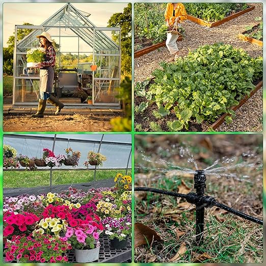 Drip Irrigation System Kit,147FT/45M Garden Watering System with Hose Distribution Tubing Drip Emitters Connectors,Automatic Drip Irrigation Kit for Plant,Greenhouse, Yard,Lawn,Patio