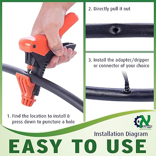 Universal Punch UP-3 Drip Irrigation Hole Punch Tool - Spiral Operation Tube Punch for Drippers, Connectors, Sprinkler Irrigation Tubes Pipes 16 to 32mm, Drip Irrigation Punch Tool 160030-P