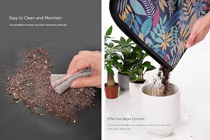 KONMAY Foldable Thicken Repotting Mat Tool Set - 30''X44'' Waterproof Potting Tray, Shovel and Garden Glove for Indoor and Outdoor Transplanting and Soil Mess Control