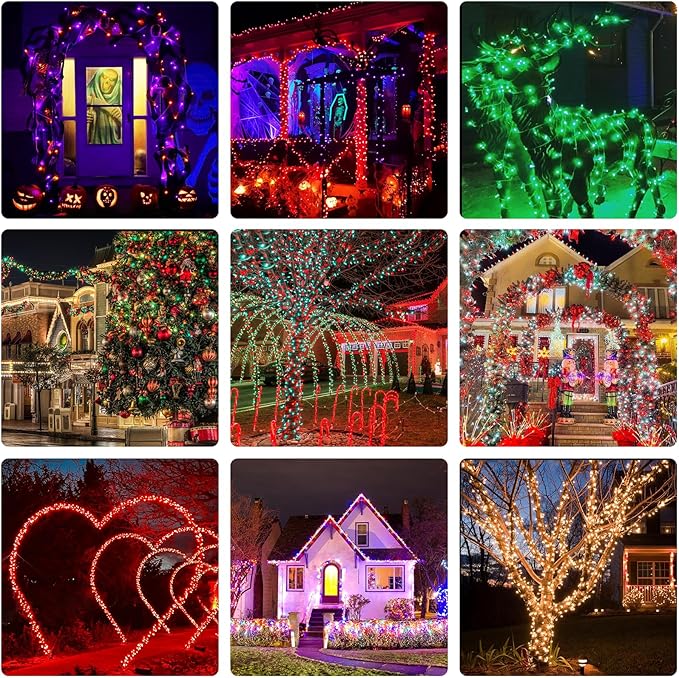 SANJICHA Smart Color Changing Christmas Lights, 66ft 200 LED String Lights Plug in with Remote and Timer, Dimmable RGB Twinkle Tree Lights Indoor Outdoor for Party Garden Christmas Decorations