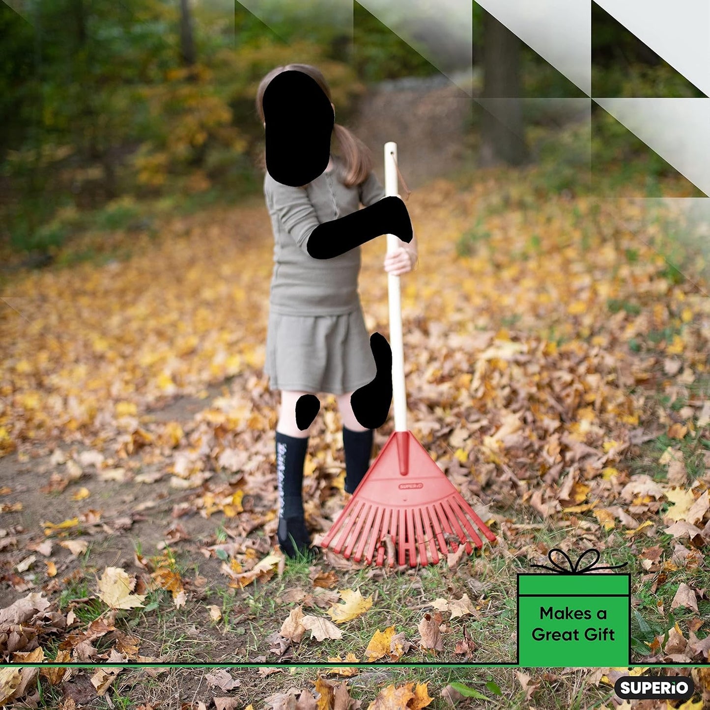 Pack of 12 Kids Rake with Hardwood Handle, Durable Plastic Head to Sweep Leaves in Lawn and Tidying Up The Garden, 34" (Red)